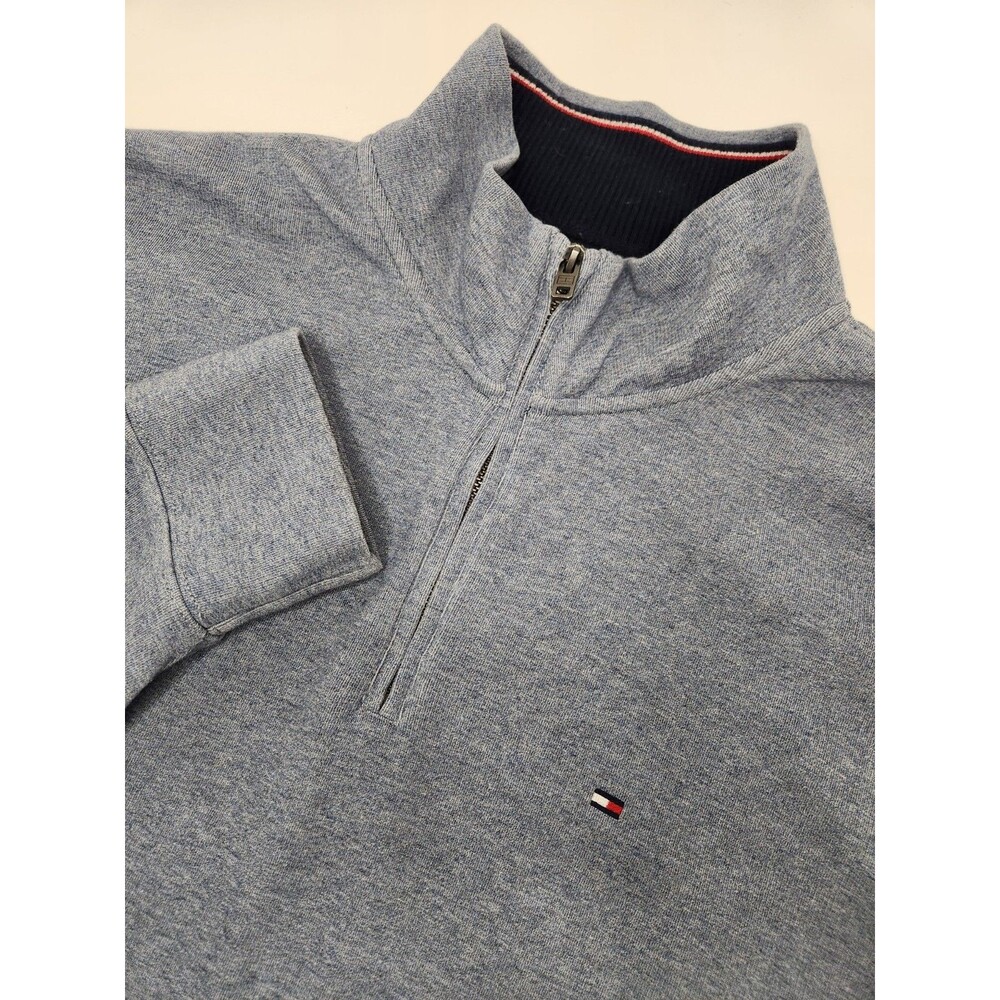 Tommy Hilfiger Sweater Men's XL Light Blue Long Sleeve 1/4 Zip Pullover